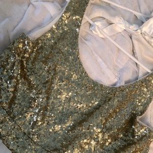 White and Gold glitter dress